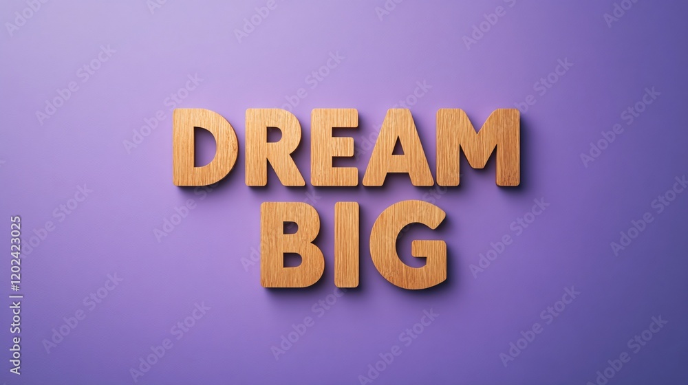 Dream Big Wooden Letters on Purple Background Dream Big Wooden Letters on Purple Background