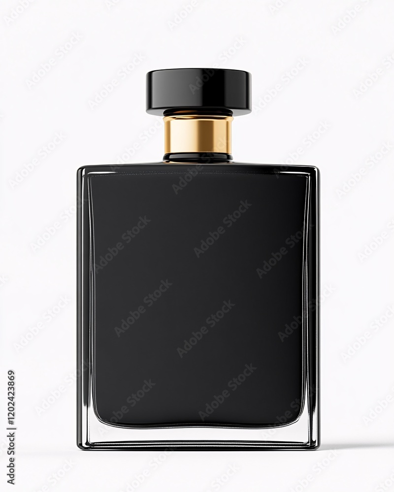 Elegant black perfume bottle with gold accents Elegant black perfume bottle with gold accents