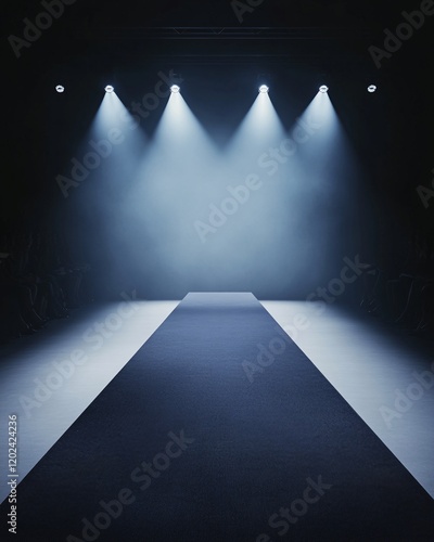 Fashion runway stage with dramatic lighting photo