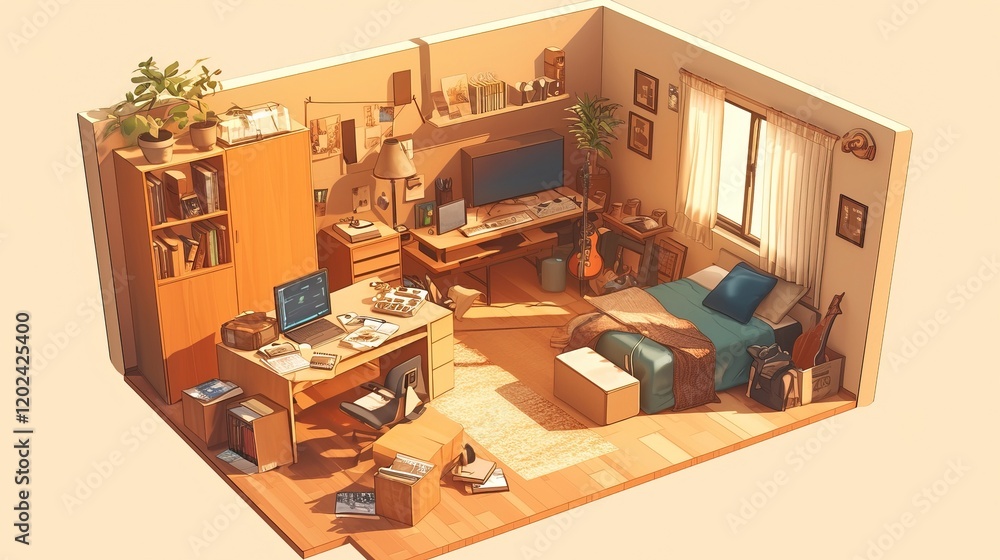 setup desk and room with style animation setup desk and room with style animation