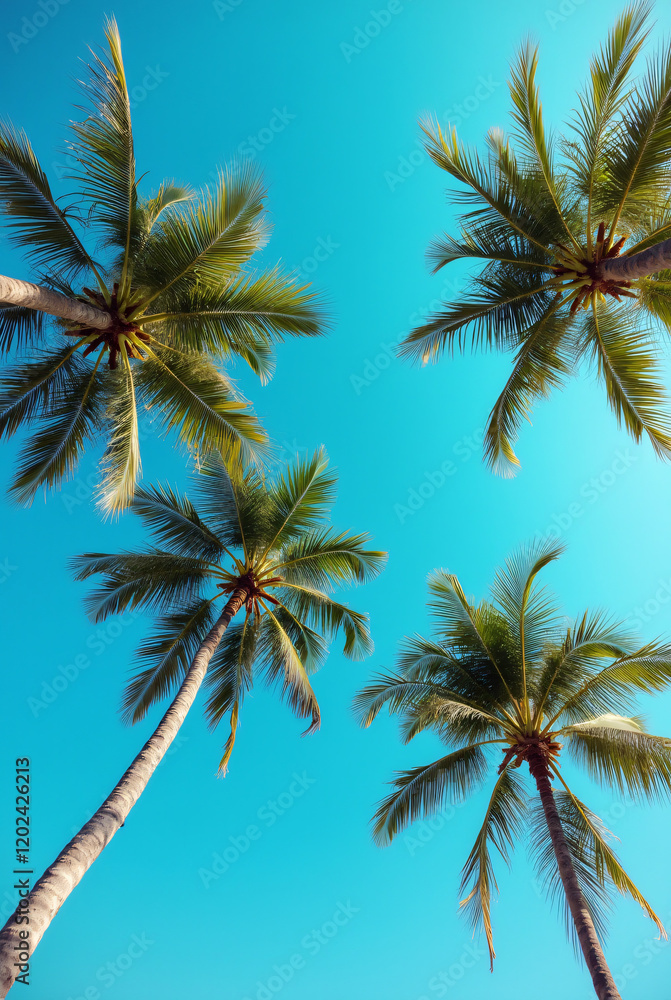 Obraz premium A Blue Sky With Palm Trees