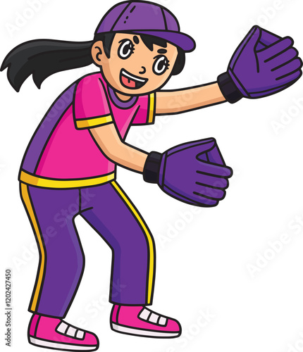 Cricket Female Wicketkeeper Cartoon Clipart photo