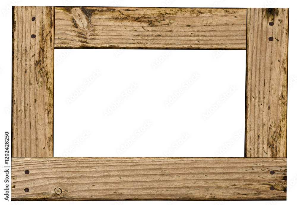 Naklejka premium Blank wall hanging square wooden picture and photo frame, isolated background