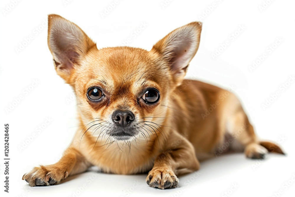 Adorable small Chihuahua dog gazing curiously with large expressive eyes and a soft brown fur coat. Adorable small Chihuahua dog gazing curiously with large expressive eyes and a soft brown fur coat.