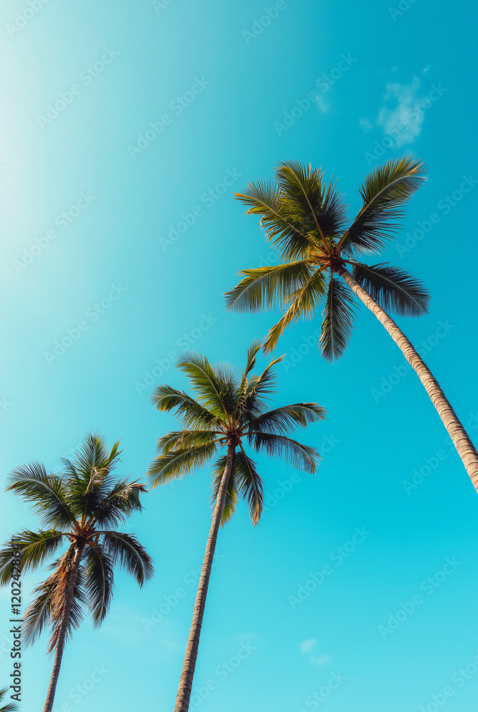 Obraz premium A Blue Sky With Palm Trees