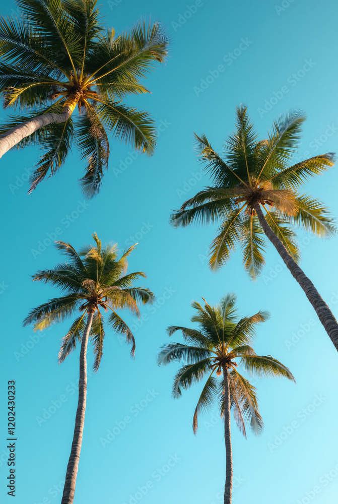 A Blue Sky With Palm Trees A Blue Sky With Palm Trees
