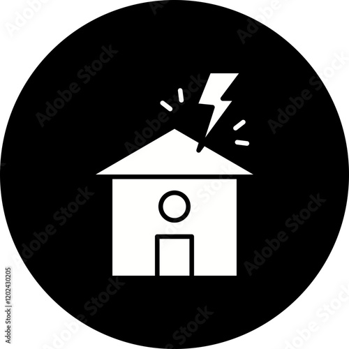 Lightning Striking House icon single vector illustration photo