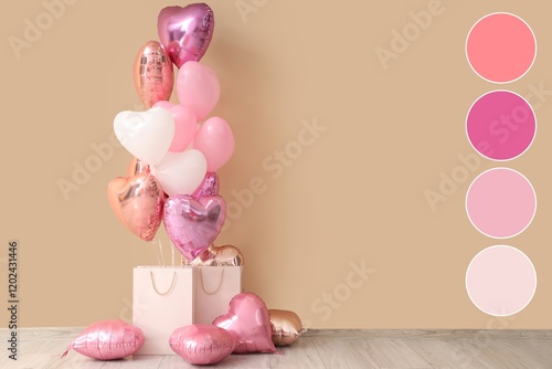 Heart-shaped balloons with ...