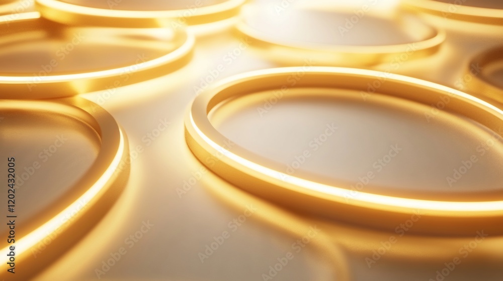 Illuminated golden rings on a light surface. Illuminated golden rings on a light surface.