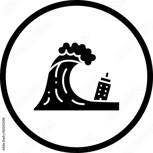 Tsunami icon single vector illustration