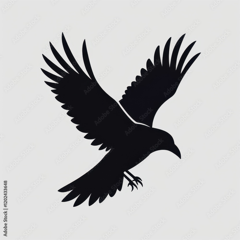 Fototapeta premium Sleek Minimalist Raven Logo Design