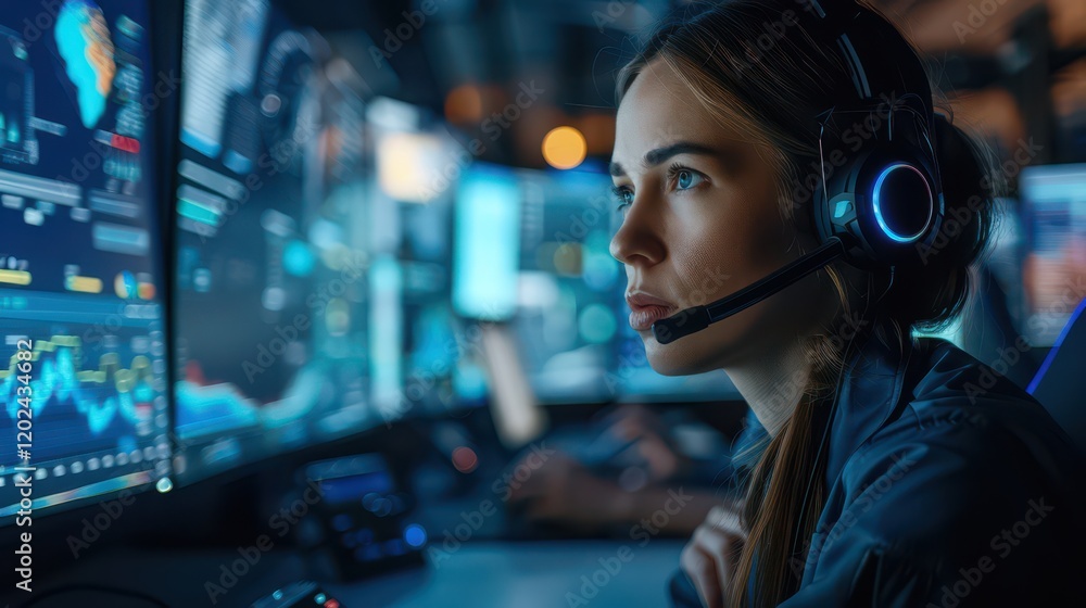 An empathetic agent typing diligently to respond to customer inquiries via live chat, surrounded by screens displaying support tools. An empathetic agent typing diligently to respond to customer inquiries via live chat, surrounded by screens displaying support tools.