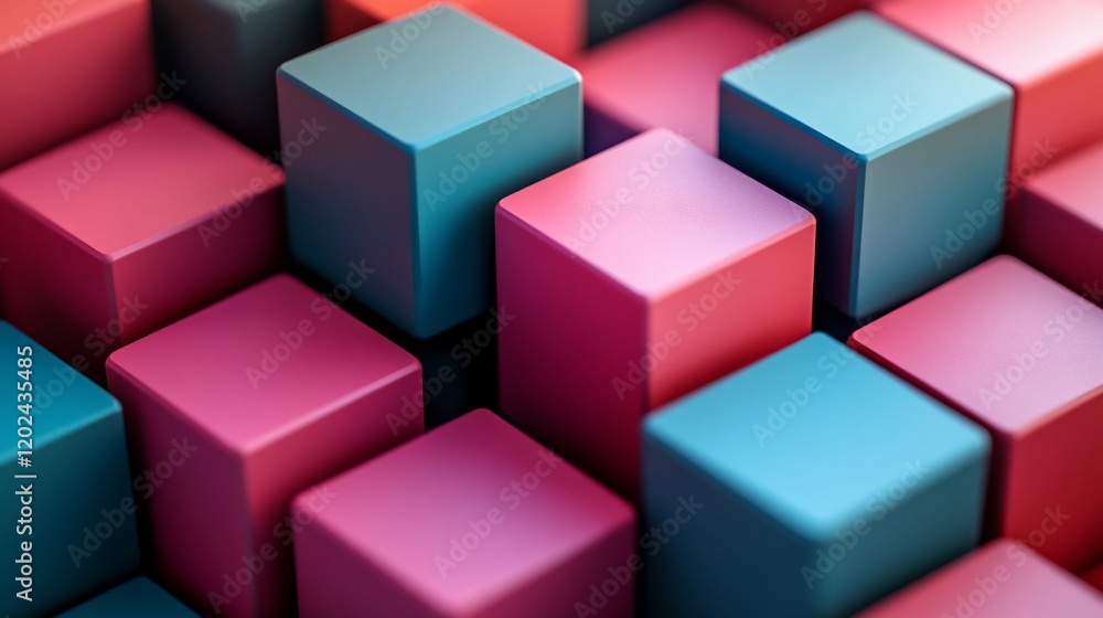 Abstract background with pink and blue cubes. Abstract background with pink and blue cubes.