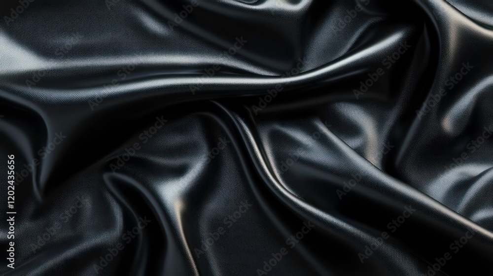 Black rubber-coated technical fabric texture with light reflections and shadows Black rubber-coated technical fabric texture with light reflections and shadows