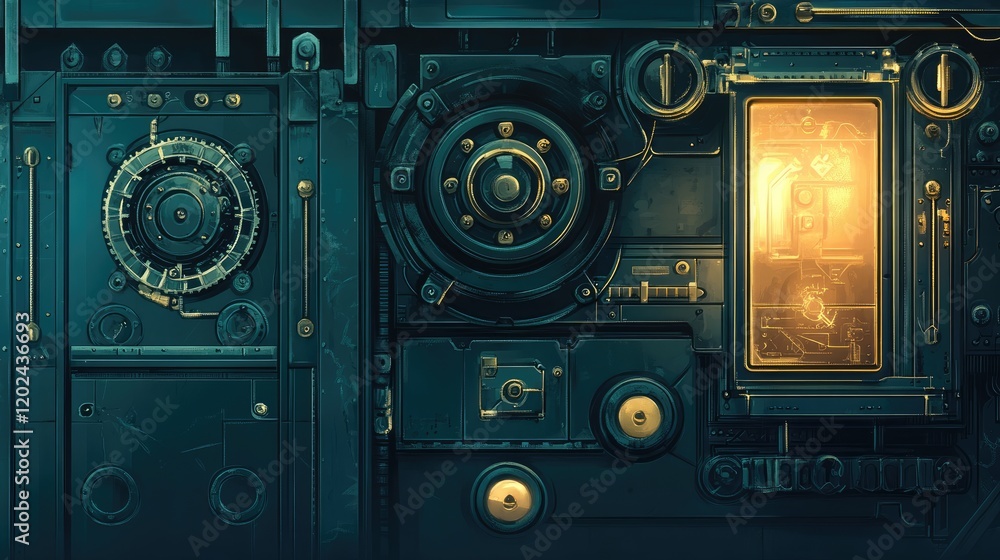 Fototapeta premium classic background with steampunk-style mechanisms. High quality illustration