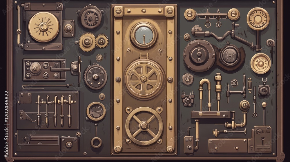 Obraz premium classic background with steampunk-style mechanisms. High quality illustration