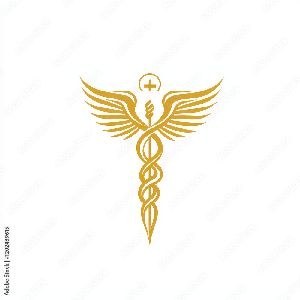 Obraz premium Golden Medical Caduceus