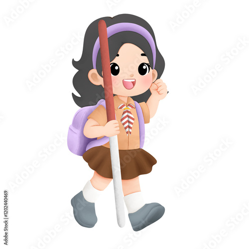 cheerful scout kid watercolor illustration photo