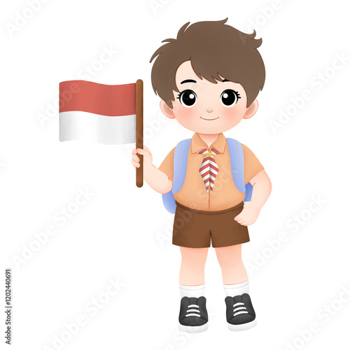 cheerful scout kid watercolor illustration photo