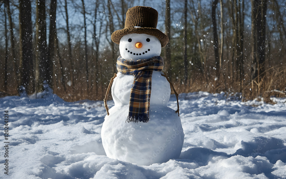 Obraz premium Charming Snowman in Winter Wonderland