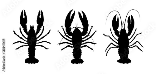 Set of  lobster silhouette - vector illustration