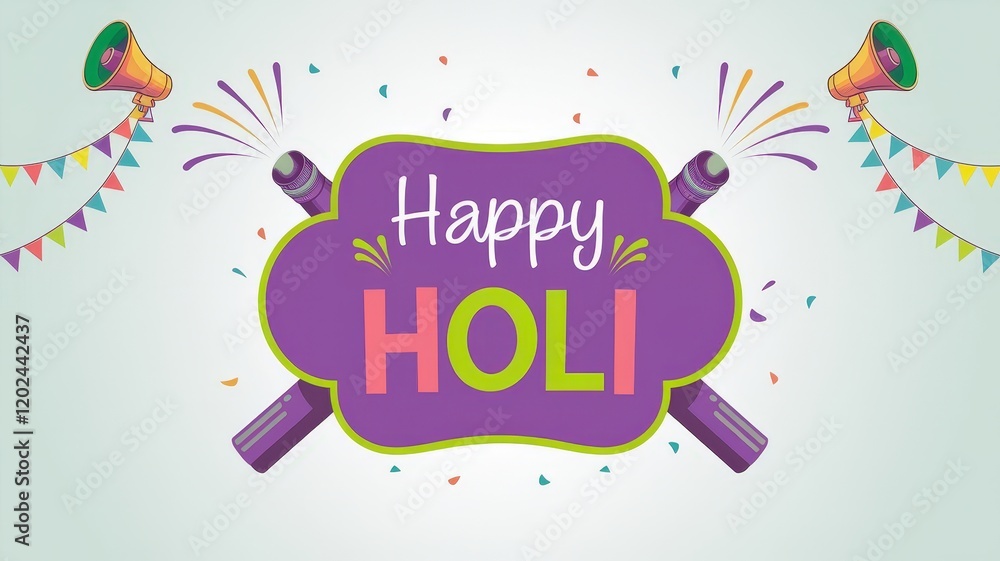 Happy Holi with Pichkaris, Megaphones, and Bunting