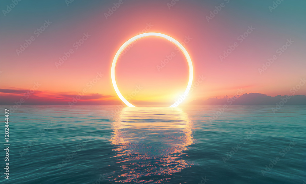 Sunset Serenity: A Glowing Ring in the Ocean Sunset Serenity: A Glowing Ring in the Ocean