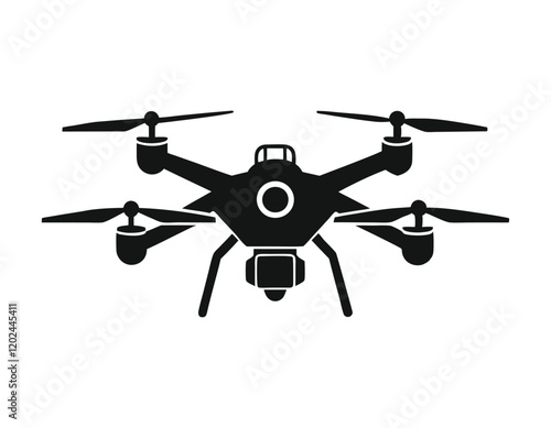 vector illustration of a drone with four rotors and a camera, perfect for representing modern technology, remote control devices, and innovative gadgets.