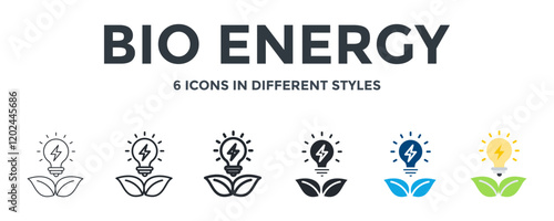 Bio Energy  Icon In Different Style Vector Illustration. Designed In Thin Line, Regular Line, Bold Line, Glyph, Color Fill, And Flat Style Can Be Used For Web