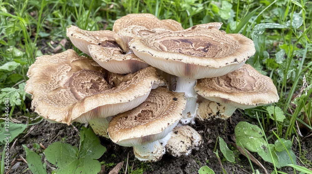 Close up of mushrooms growing on the ground with natural background Close up of mushrooms growing on the ground with natural background