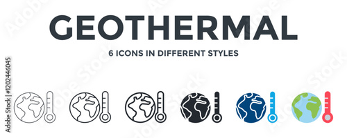 Geothermal  Icon In Different Style Vector Illustration. Designed In Thin Line, Regular Line, Bold Line, Glyph, Color Fill, And Flat Style Can Be Used For Web