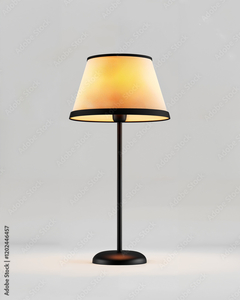 Fototapeta premium Soft light from a classic lamp creates a warm atmosphere in a modern living space during the evening hours