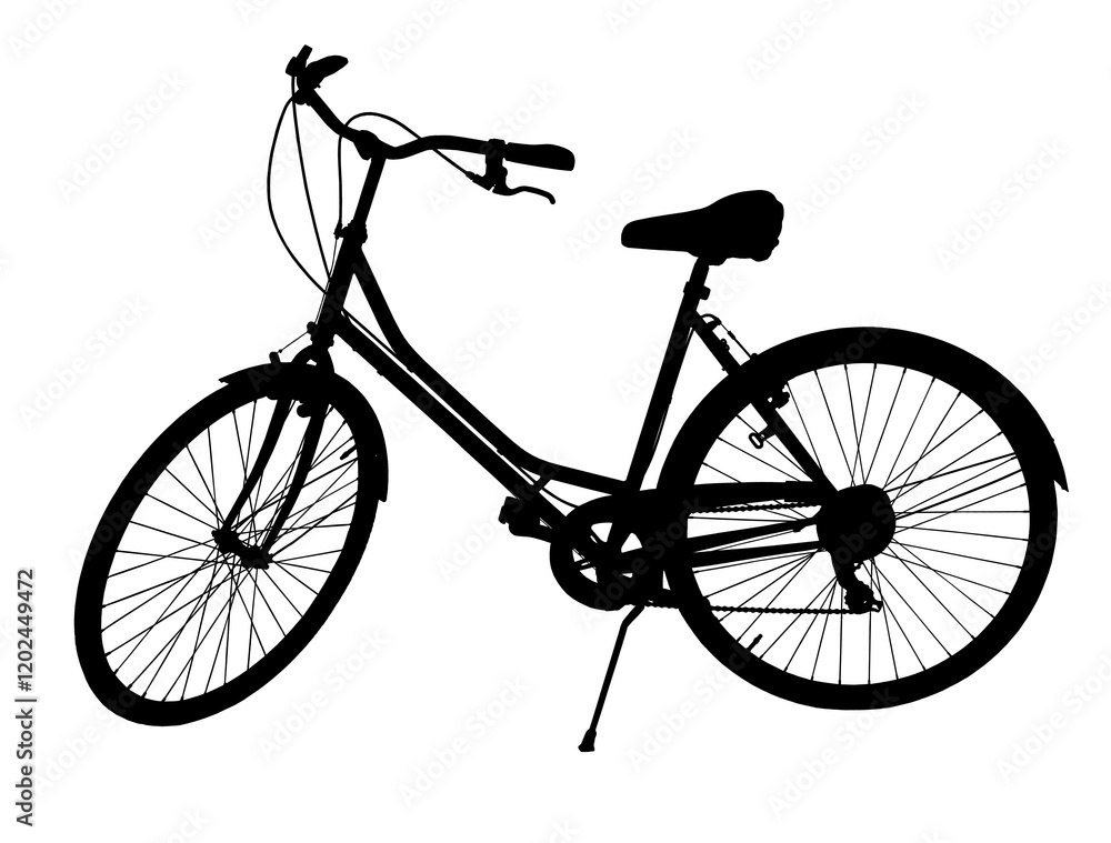 City bicycle silhouette, retro style bike side view. Vintage look city bike. Png isolated on transparent background City bicycle silhouette, retro style bike side view. Vintage look city bike. Png isolated on transparent background