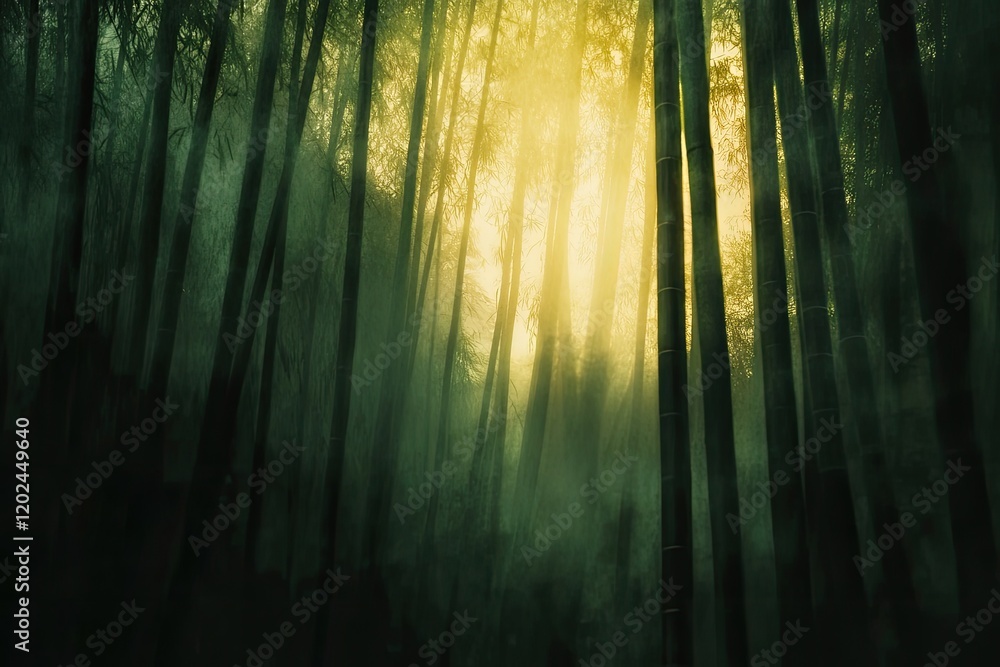 Obraz premium Mysterious forest illuminated by soft light, creating an enchant