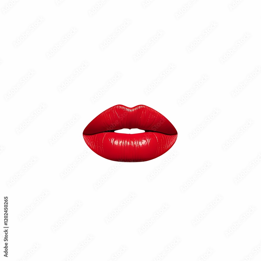Glossy red lips centered on a white background, highlighting vibrant color and smooth texture, creating a bold and minimalist visual effect. Glossy red lips centered on a white background, highlighting vibrant color and smooth texture, creating a bold and minimalist visual effect.