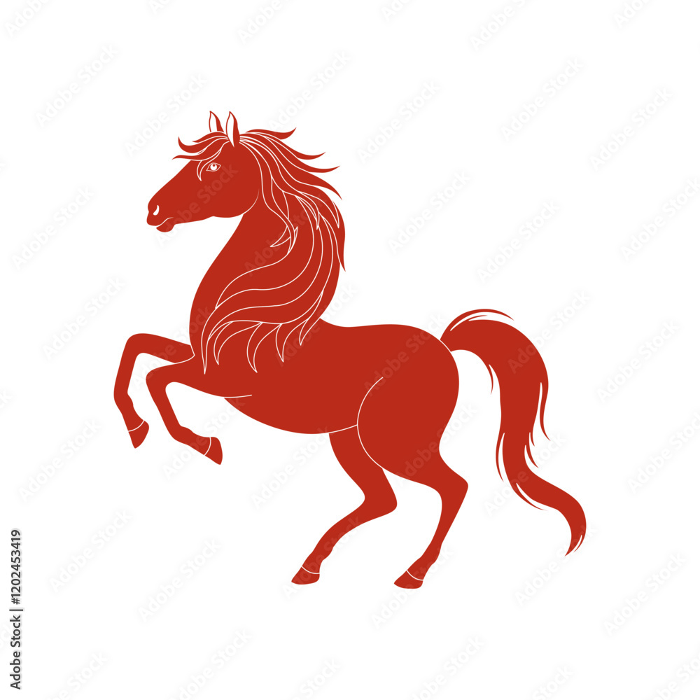 Red horse. Symbol of New Year 2026. Vector illustration