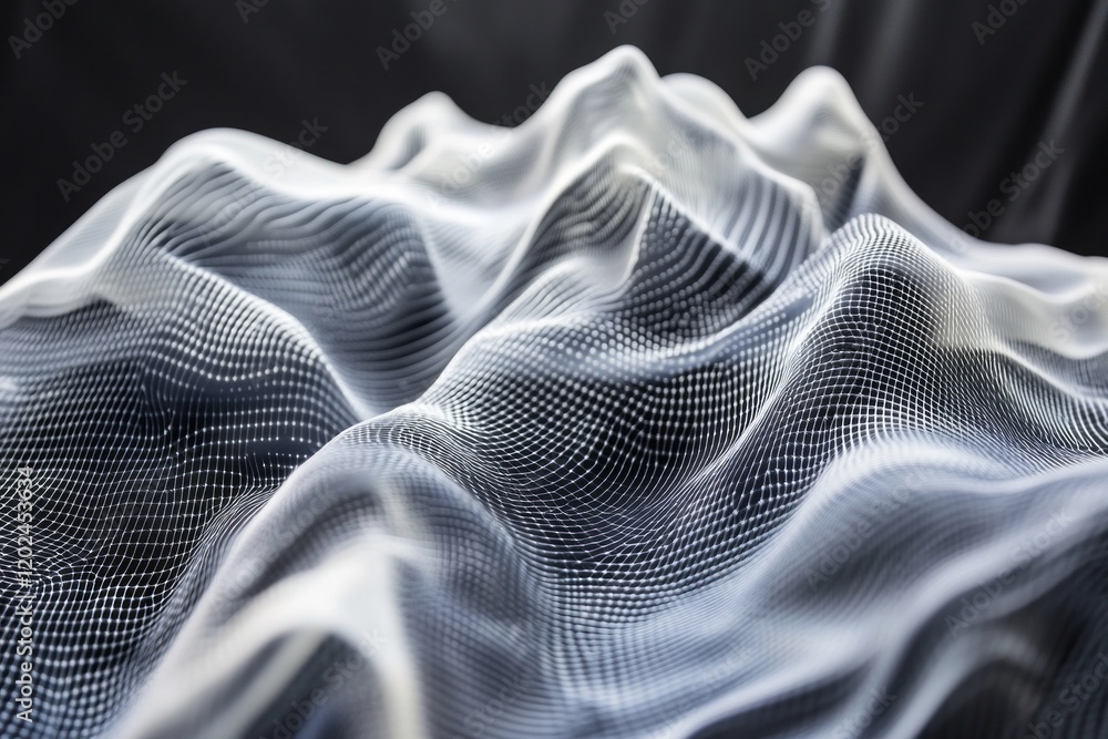 Naklejka premium Abstract White Gridded Surface Undulating Form