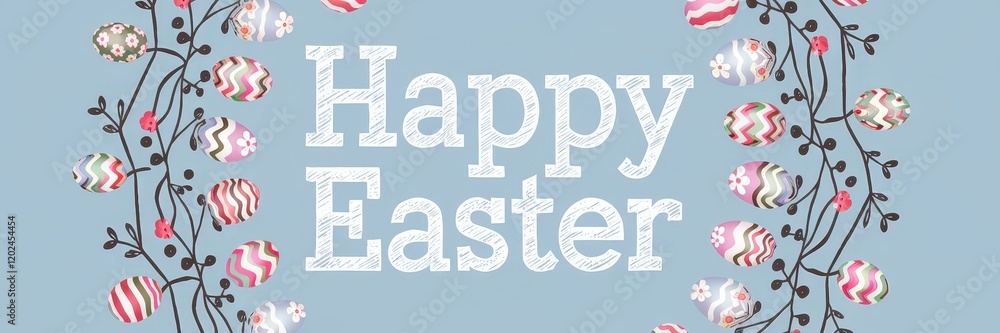 Obraz premium Happy Easter Egg Wreath