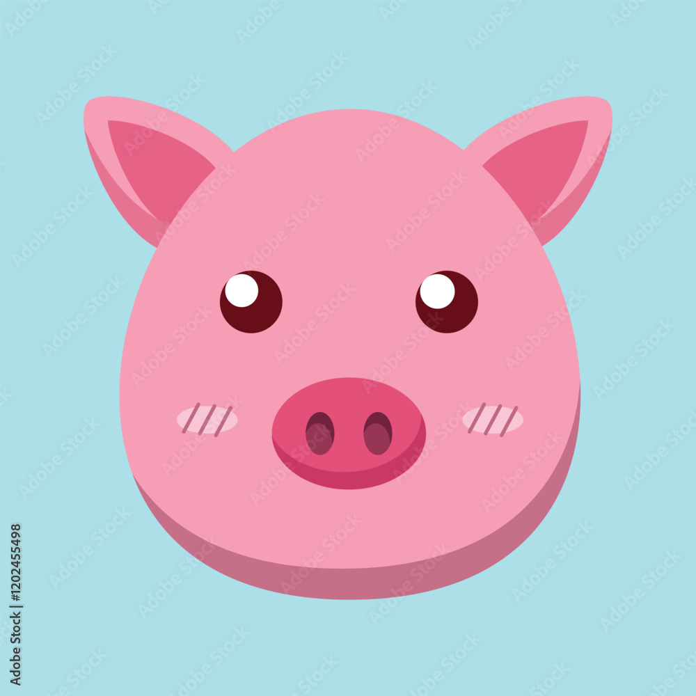 A cute vector illustration of a pig head cartoon A cute vector illustration of a pig head cartoon