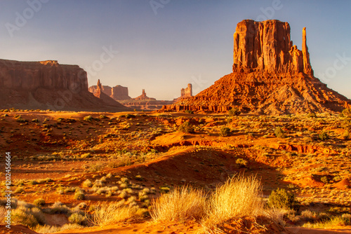 USA, Arizona, Monument Valley Navajo Tribal Park. The Mittens formations.