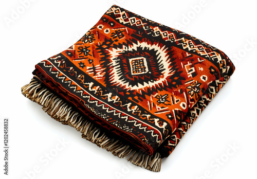 Vibrant Ethnic Throw Blanket: A Tapestry of Warm Colors and Intricate Designs photo