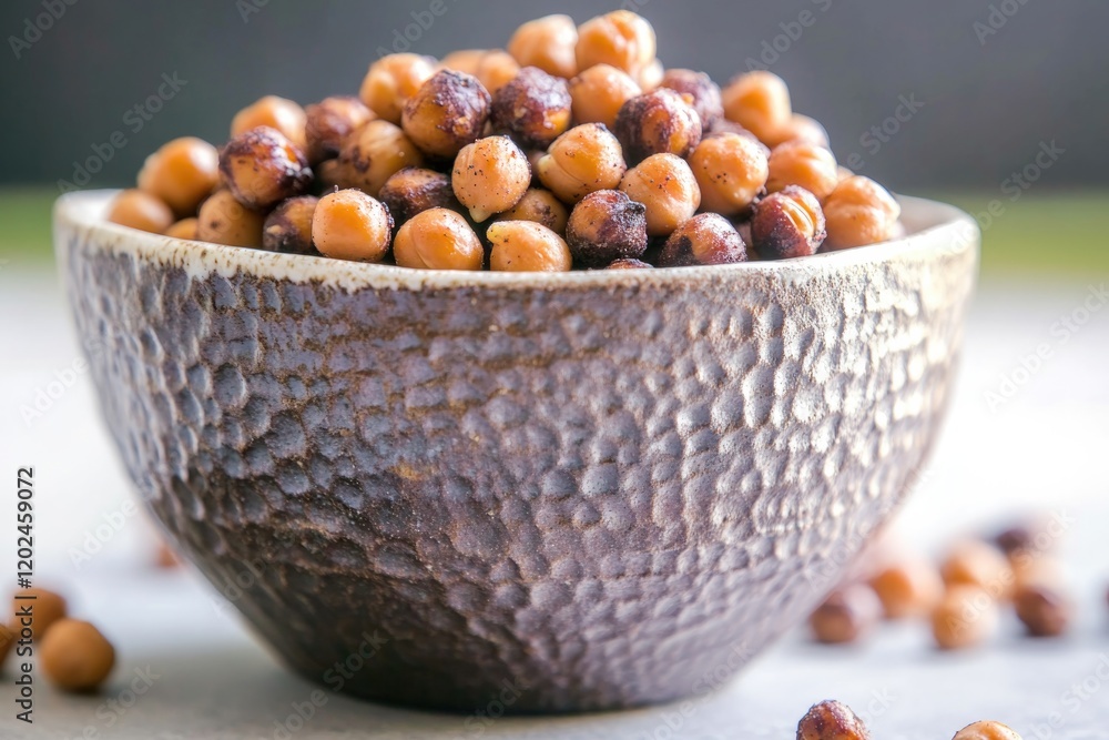 Natural nuts in textured bowl, showcasing earthy tones and organ Natural nuts in textured bowl, showcasing earthy tones and organ