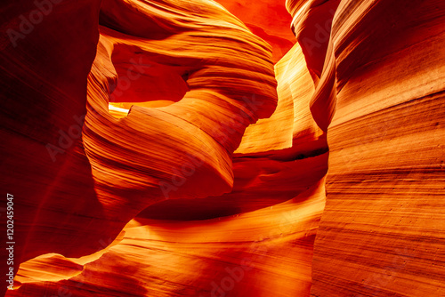 USA, Arizona, Lake Powell Navajo Tribal Park. Slot canyon in Lower Antelope Canyon.