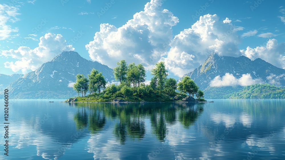 Obraz premium Portray surreal dreamscapes with swirling clouds and ethereal floating islands, creating landscapes that spark imagination. Use clean and clear colors in a realistic photo style, with a minimalist