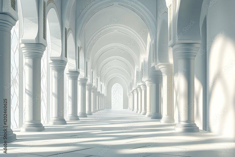 Fototapeta premium Serene White Hallway: An Architectural Masterpiece