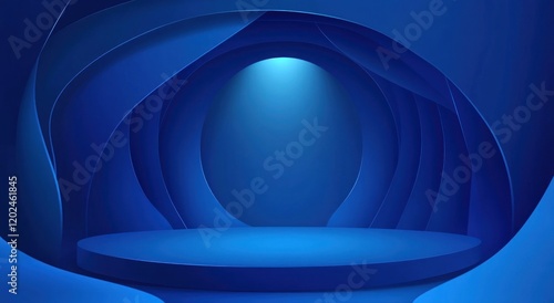 Wallpaper Mural Abstract blue stage with spotlight and layered curves. Torontodigital.ca