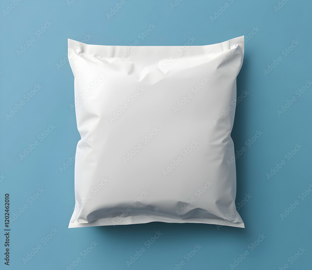 Blank White Poly Mailer on Blue Background Blank White Poly Mailer on Blue Background