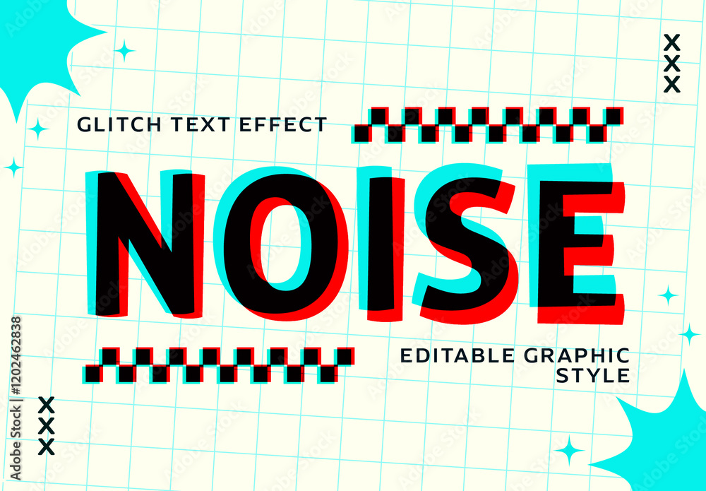 Modelo de Red and Cyan Retro Text & Bold Font Distorted Text Effect do ...