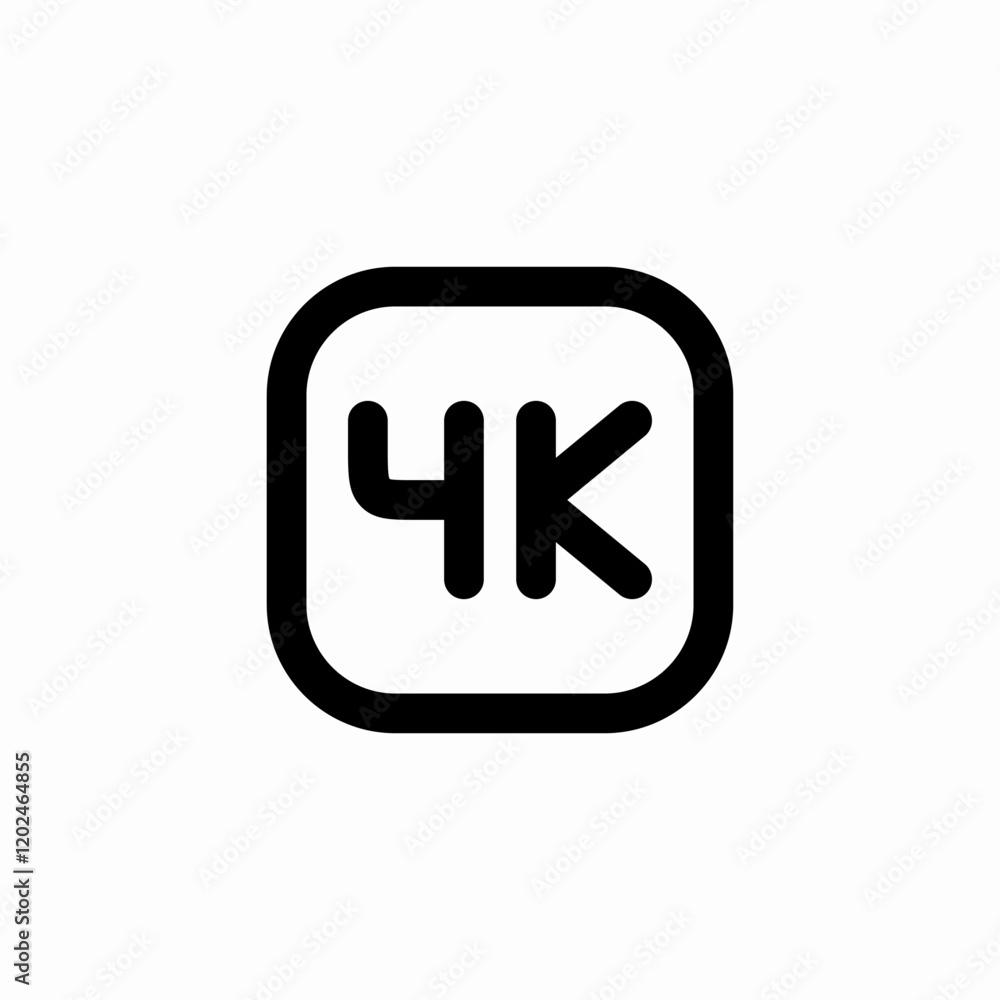 4k resolution dark icon sign vector 4k resolution dark icon sign vector