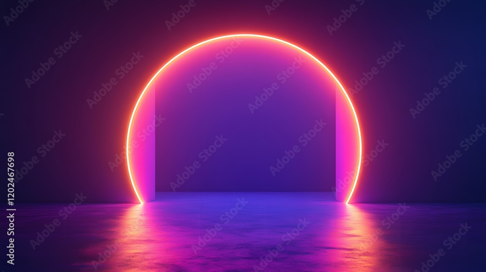 Neon Oval Gateway in a Purple Room Neon Oval Gateway in a Purple Room